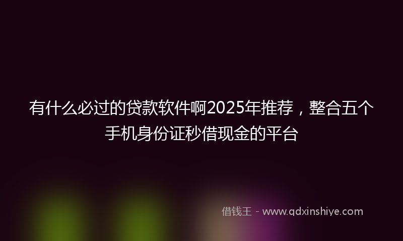 有什么必过的贷款软件啊2025年推荐，整合五个手机身份证秒借现金的平台