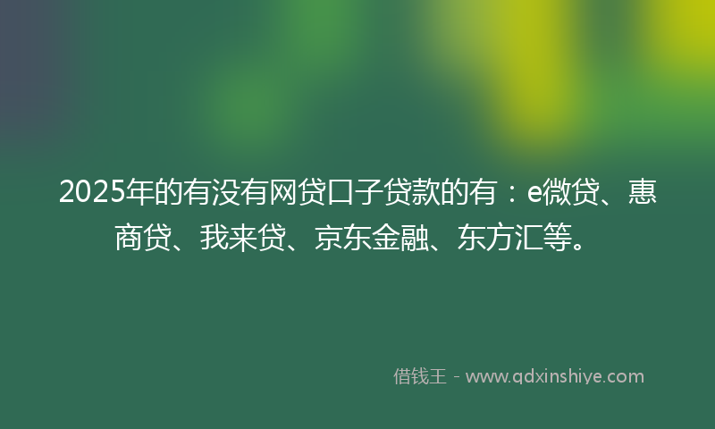 2025年的有没有网贷口子贷款的有：e微贷、惠商贷、我来贷、京东金融、东方汇等。