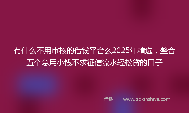 有什么不用审核的借钱平台么2025年精选，整合五个急用小钱不求征信流水轻松贷的口子