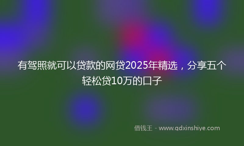 有驾照就可以贷款的网贷2025年精选，分享五个轻松贷10万的口子