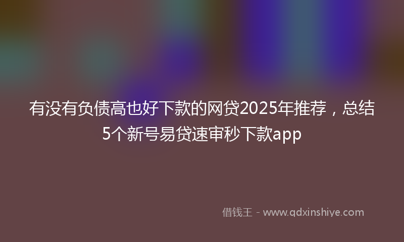 有没有负债高也好下款的网贷2025年推荐，总结5个新号易贷速审秒下款app