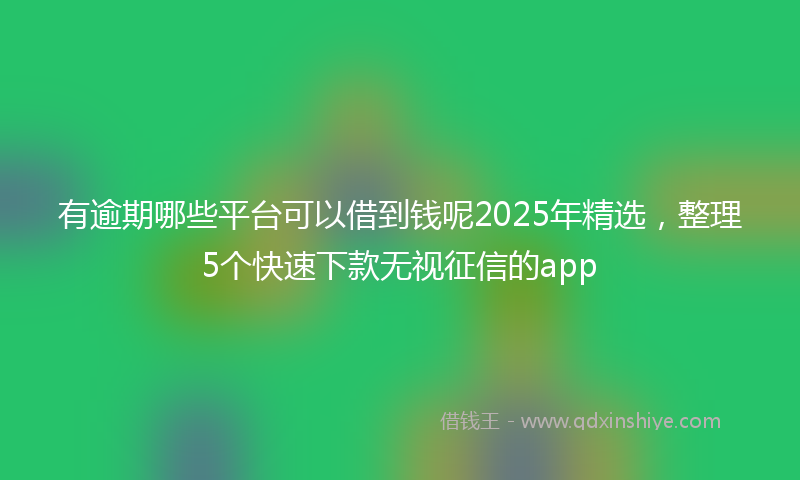 有逾期哪些平台可以借到钱呢2025年精选，整理5个快速下款无视征信的app