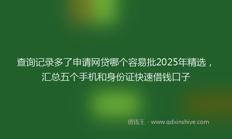 查询记录多了申请网贷哪个容易批2025年精选，汇总五个手机和身份证快速借钱口子