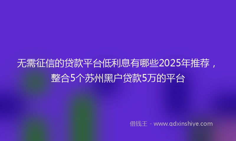 无需征信的贷款平台低利息有哪些2025年推荐，整合5个苏州黑户贷款5万的平台