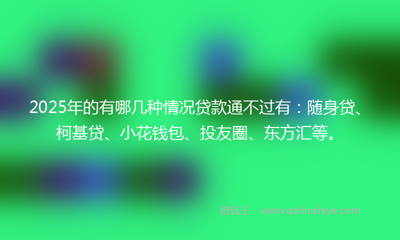 2025年的有哪几种情况贷款通不过有：随身贷、柯基贷、小花钱包、投友圈、东方汇等。