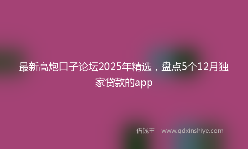 最新高炮口子论坛2025年精选，盘点5个12月独家贷款的app