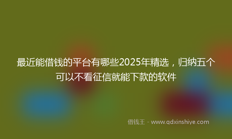 最近能借钱的平台有哪些2025年精选，归纳五个可以不看征信就能下款的软件