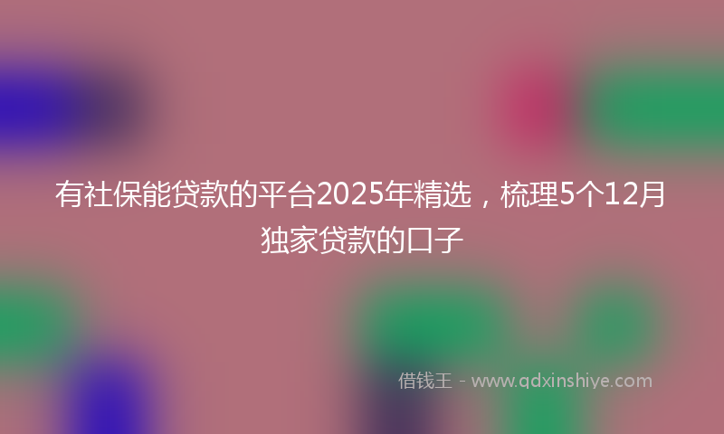 有社保能贷款的平台2025年精选，梳理5个12月独家贷款的口子