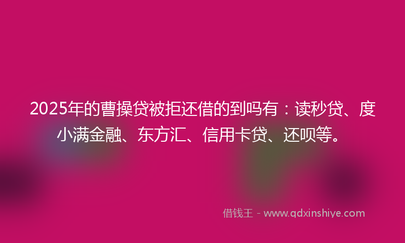 2025年的曹操贷被拒还借的到吗有：读秒贷、度小满金融、东方汇、信用卡贷、还呗等。