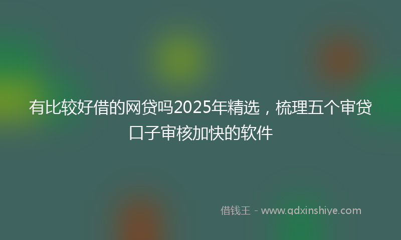 有比较好借的网贷吗2025年精选，梳理五个审贷口子审核加快的软件