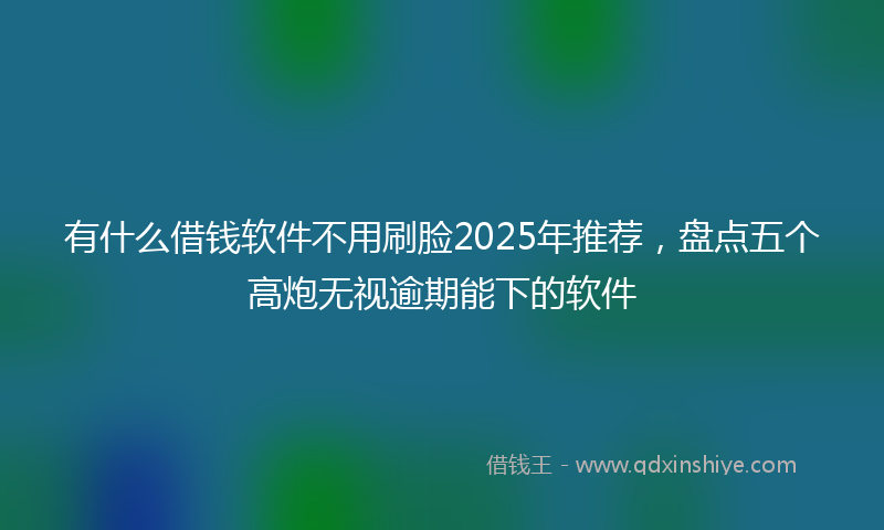 有什么借钱软件不用刷脸2025年推荐，盘点五个高炮无视逾期能下的软件