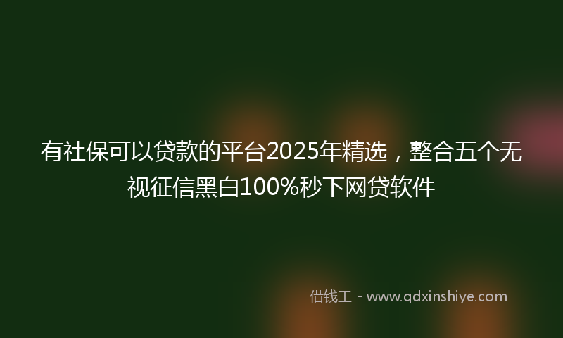 有社保可以贷款的平台2025年精选，整合五个无视征信黑白100%秒下网贷软件