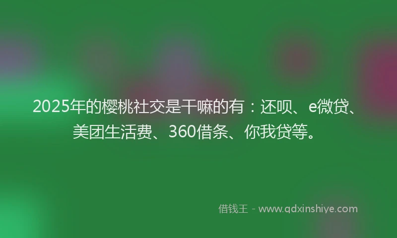 2025年的樱桃社交是干嘛的有：还呗、e微贷、美团生活费、360借条、你我贷等。
