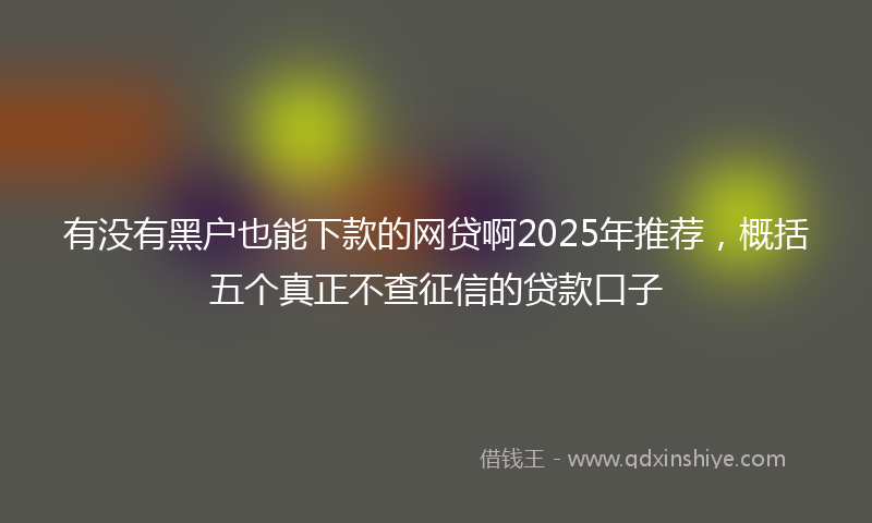 有没有黑户也能下款的网贷啊2025年推荐，概括五个真正不查征信的贷款口子