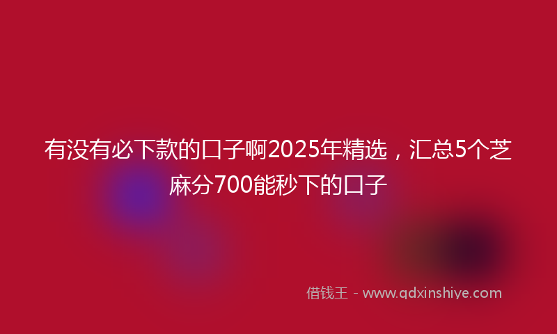 有没有必下款的口子啊2025年精选，汇总5个芝麻分700能秒下的口子