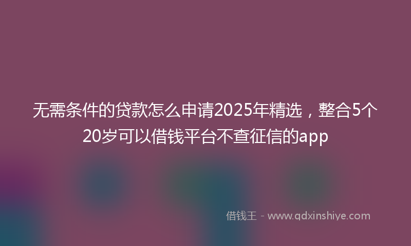 无需条件的贷款怎么申请2025年精选，整合5个20岁可以借钱平台不查征信的app