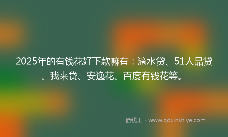 2025年的有钱花好下款嘛有：滴水贷、51人品贷、我来贷、安逸花、百度有钱花等。