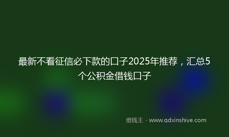 最新不看征信必下款的口子2025年推荐，汇总5个公积金借钱口子