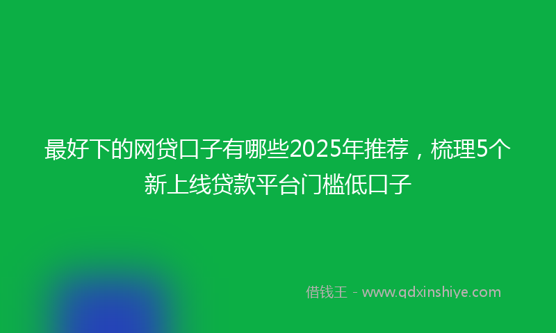 最好下的网贷口子有哪些2025年推荐，梳理5个新上线贷款平台门槛低口子