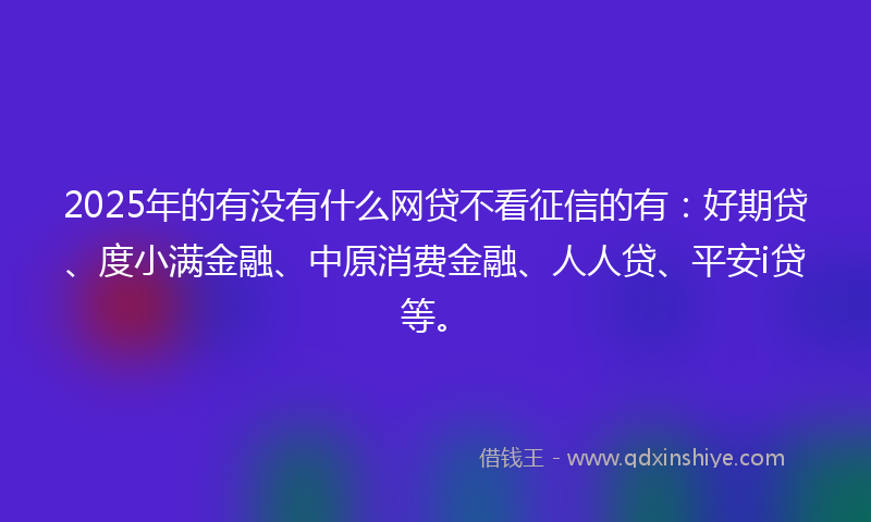 2025年的有没有什么网贷不看征信的有：好期贷、度小满金融、中原消费金融、人人贷、平安i贷等。