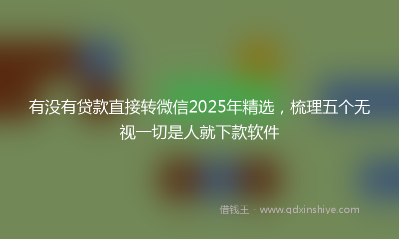 有没有贷款直接转微信2025年精选，梳理五个无视一切是人就下款软件