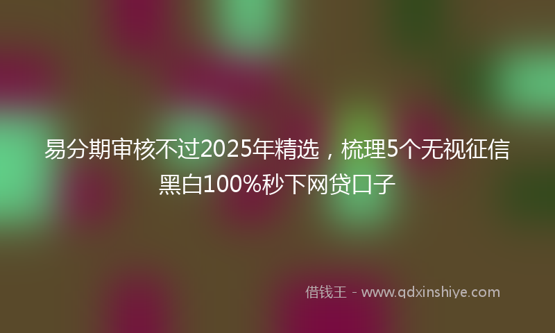 易分期审核不过2025年精选，梳理5个无视征信黑白100%秒下网贷口子