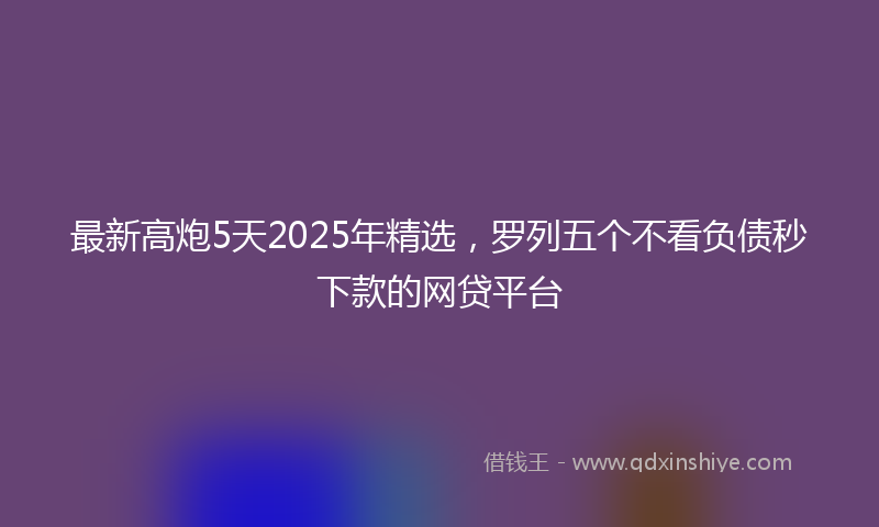 最新高炮5天2025年精选，罗列五个不看负债秒下款的网贷平台