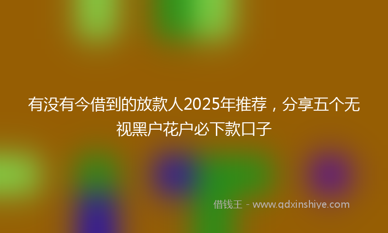 有没有今借到的放款人2025年推荐，分享五个无视黑户花户必下款口子