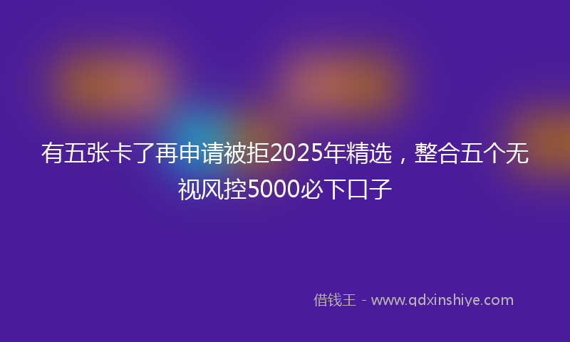 有五张卡了再申请被拒2025年精选，整合五个无视风控5000必下口子