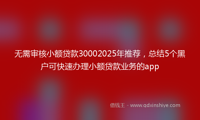 无需审核小额贷款30002025年推荐，总结5个黑户可快速办理小额贷款业务的app