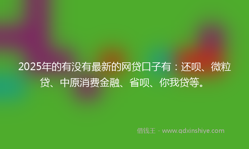 2025年的有没有最新的网贷口子有：还呗、微粒贷、中原消费金融、省呗、你我贷等。