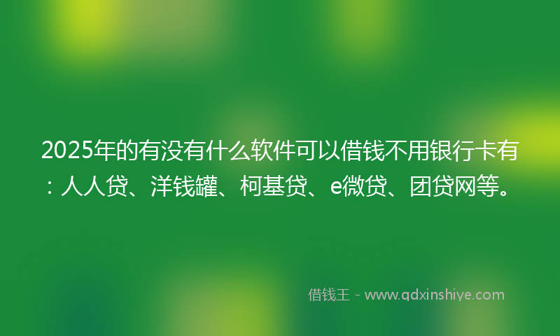2025年的有没有什么软件可以借钱不用银行卡有：人人贷、洋钱罐、柯基贷、e微贷、团贷网等。