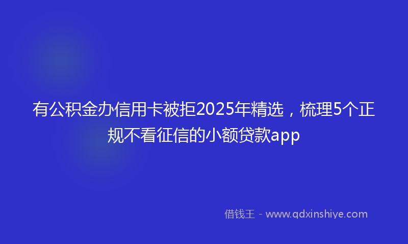 有公积金办信用卡被拒2025年精选，梳理5个正规不看征信的小额贷款app