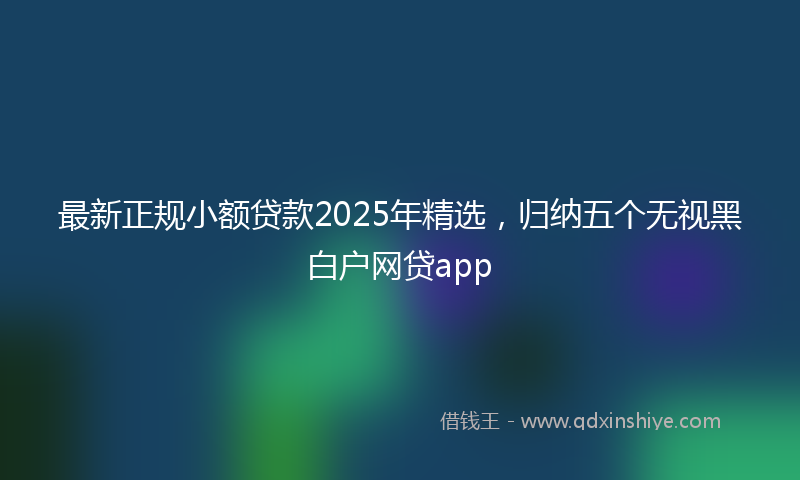 最新正规小额贷款2025年精选，归纳五个无视黑白户网贷app