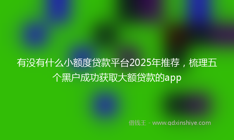 有没有什么小额度贷款平台2025年推荐，梳理五个黑户成功获取大额贷款的app