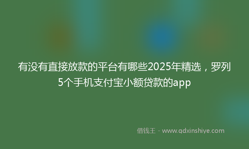有没有直接放款的平台有哪些2025年精选，罗列5个手机支付宝小额贷款的app