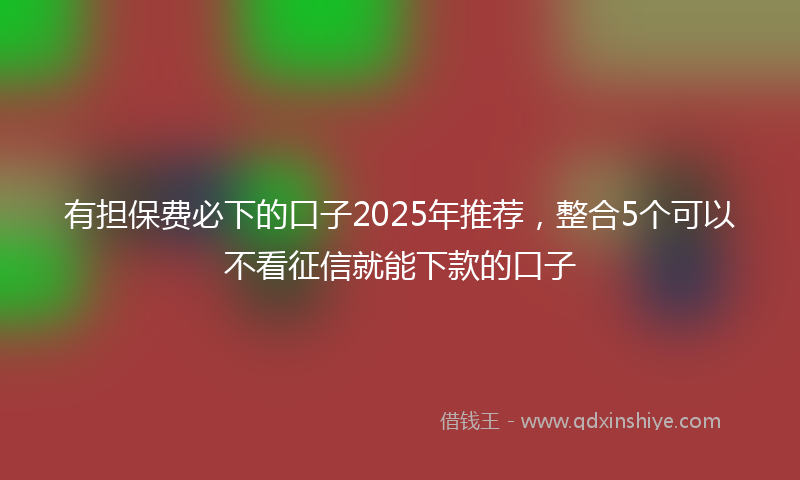 有担保费必下的口子2025年推荐，整合5个可以不看征信就能下款的口子