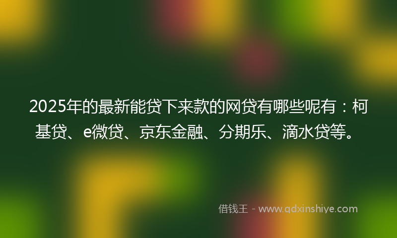 2025年的最新能贷下来款的网贷有哪些呢有：柯基贷、e微贷、京东金融、分期乐、滴水贷等。