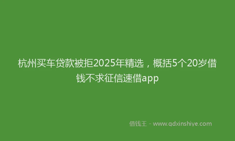 杭州买车贷款被拒2025年精选，概括5个20岁借钱不求征信速借app
