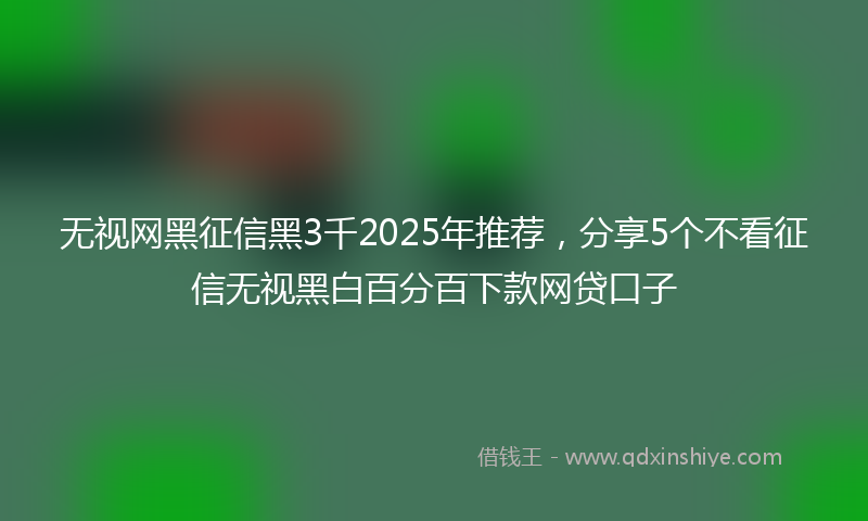 无视网黑征信黑3千2025年推荐，分享5个不看征信无视黑白百分百下款网贷口子