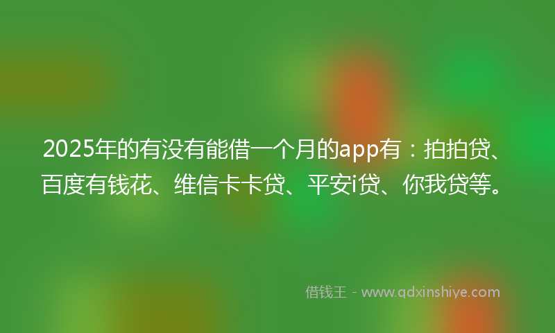 2025年的有没有能借一个月的app有：拍拍贷、百度有钱花、维信卡卡贷、平安i贷、你我贷等。