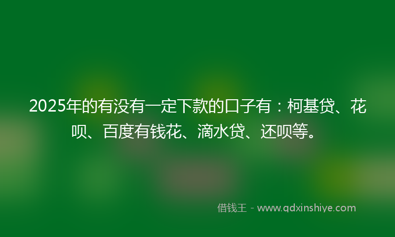 2025年的有没有一定下款的口子有：柯基贷、花呗、百度有钱花、滴水贷、还呗等。