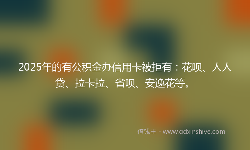 2025年的有公积金办信用卡被拒有：花呗、人人贷、拉卡拉、省呗、安逸花等。