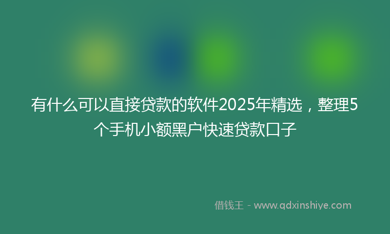 有什么可以直接贷款的软件2025年精选，整理5个手机小额黑户快速贷款口子