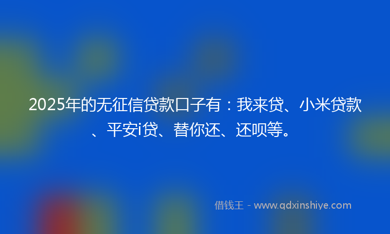 2025年的无征信贷款口子有：我来贷、小米贷款、平安i贷、替你还、还呗等。