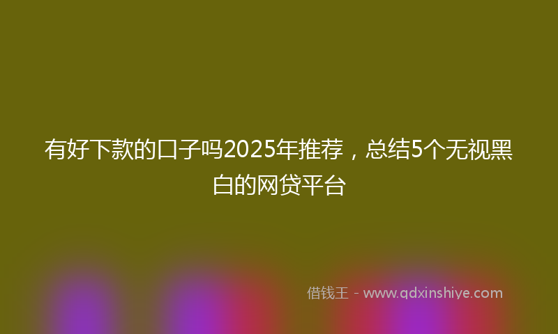 有好下款的口子吗2025年推荐，总结5个无视黑白的网贷平台