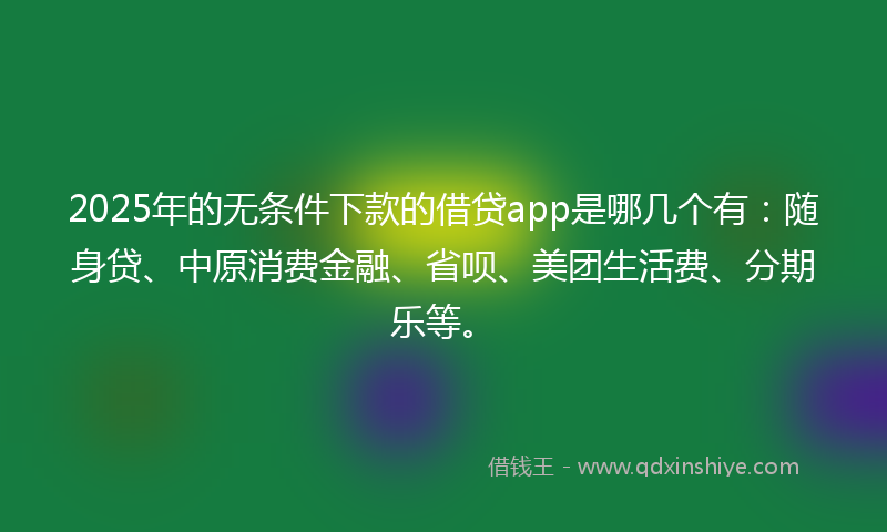 2025年的无条件下款的借贷app是哪几个有：随身贷、中原消费金融、省呗、美团生活费、分期乐等。