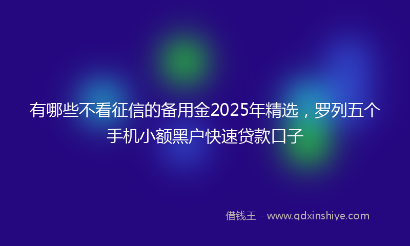 有哪些不看征信的备用金2025年精选，罗列五个手机小额黑户快速贷款口子