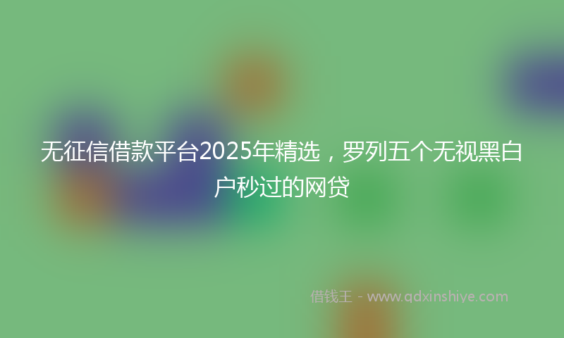 无征信借款平台2025年精选，罗列五个无视黑白户秒过的网贷
