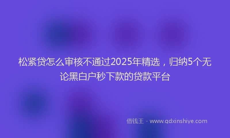 松紧贷怎么审核不通过2025年精选，归纳5个无论黑白户秒下款的贷款平台